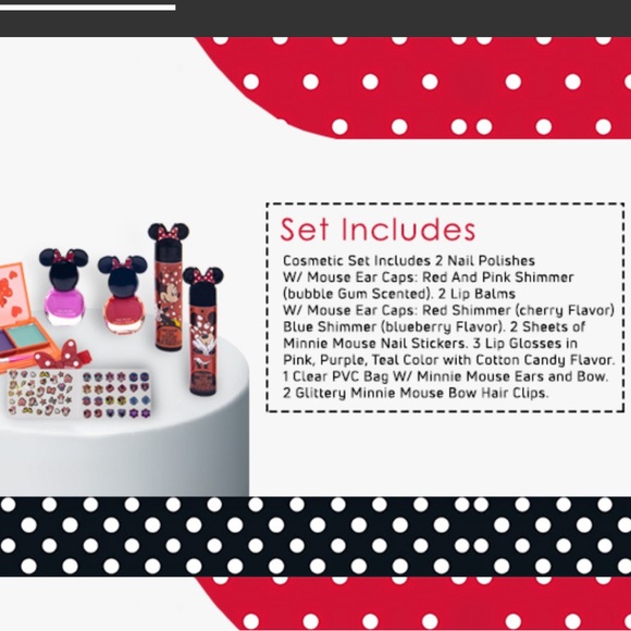 Townley Girl Disney Minnie Mouse Cosmetic Makeup Gift Bag Set - Picture 6 of 14